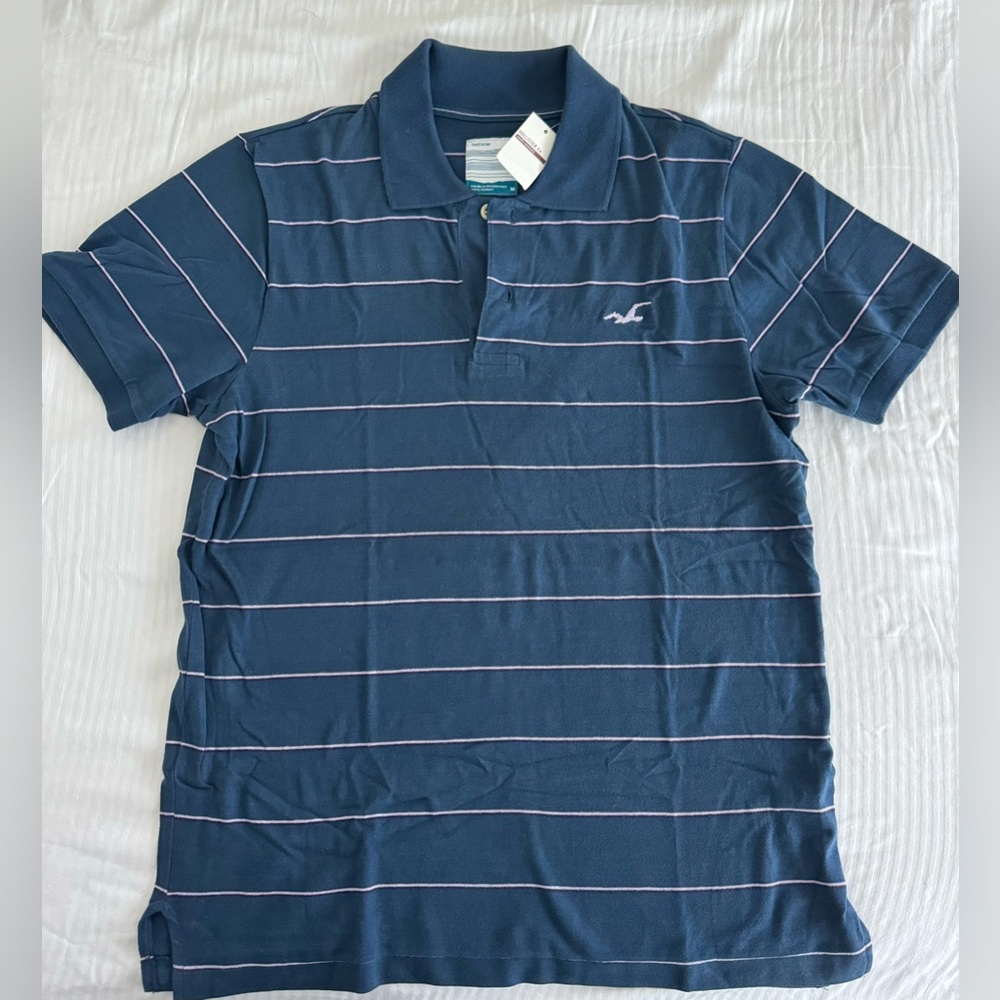 Hollister men Polo Sz M navy Pink Purple